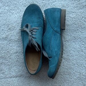 Teal Suede Women’s Derby Shoes